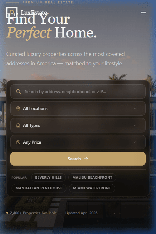 LuxEstate – Luxury Homes & Premium Real Estate
